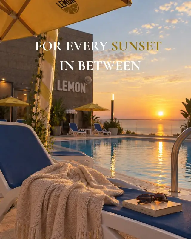 Lemon — sunset by the pool